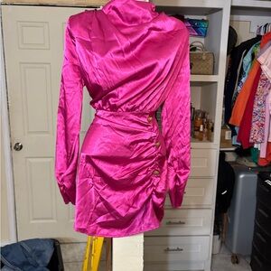 Elegant Pink Satin Dress